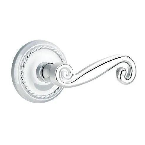 Emtek Rustic Lever With Rope Rosette Polished Chrome