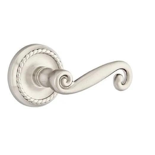 Emtek Rustic Lever With Rope Rosette Satin Nickel