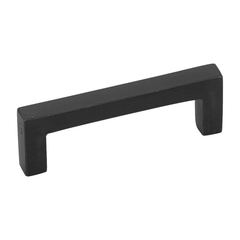 The Emtek Rustic Modern Cabinet Pull, 4" Center to Center in Flat Black Bronze Patina finish