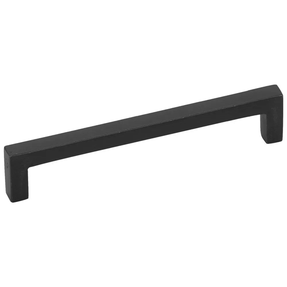 The Emtek Rustic Modern Cabinet Pull, 6" Center to Center in Flat Black Bronze Patina finish