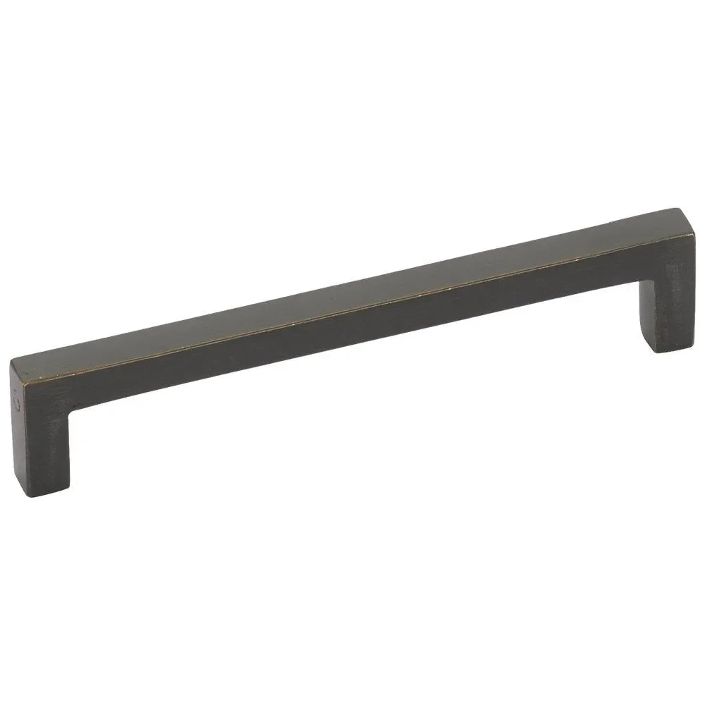 The Emtek Rustic Modern Cabinet Pull, 6" Center to Center in Medium Bronze Patina finish