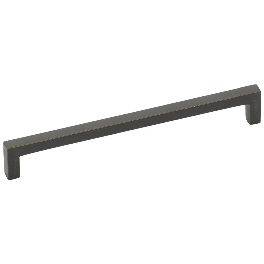 The Emtek Rustic Modern Cabinet Pull, 8" Center to Center in Medium Bronze Patina finish
