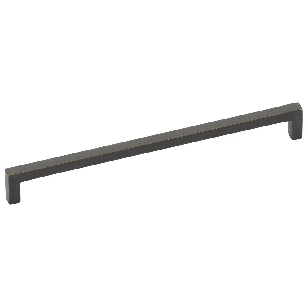 The Emtek Rustic Modern Cabinet Pull, 10" Center to Center in Medium Bronze Patina finish