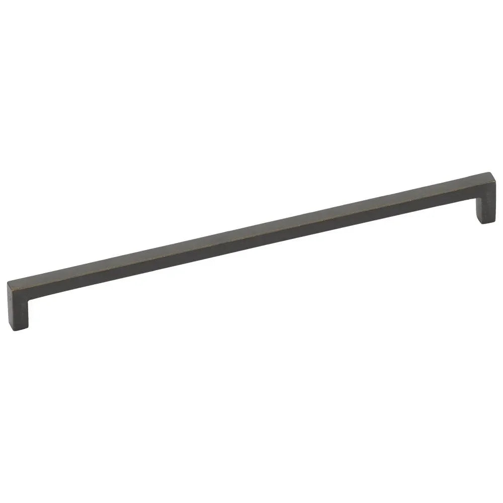 The Emtek Rustic Modern Cabinet Pull, 12" Center to Center in Medium Bronze Patina finish
