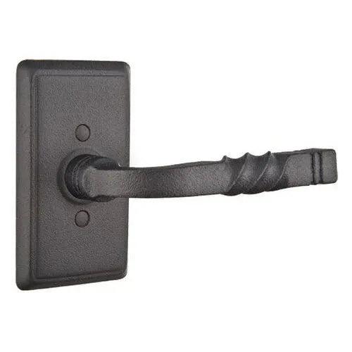 Emtek San Carlos Lever with Wrought Steel #3 Rosette Flat Black Steel