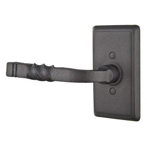 Emtek San Carlos Lever with Wrought Steel #3 Rosette Flat Black Steel