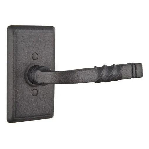 Emtek San Carlos Lever with Wrought Steel #3 Rosette Flat Black Steel