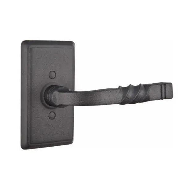 Emtek San Carlos Lever with Wrought Steel #3 Rosette Flat Black Steel