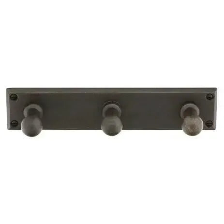 Emtek Sandcast Bronze 3 Hook with Rectangular Plate Medium Bronze Patina