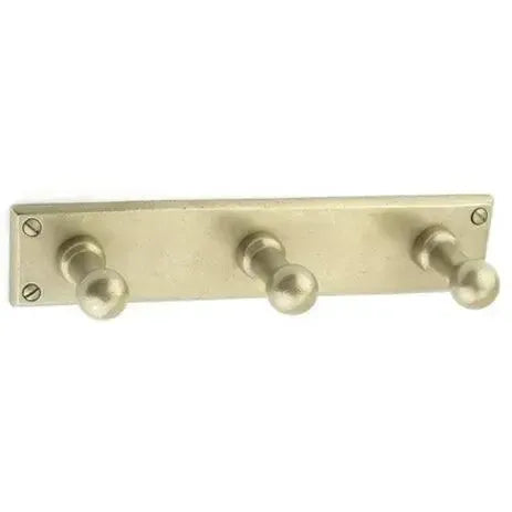 Emtek Sandcast Bronze 3 Hook with Rectangular Plate Tumbled White Bronze