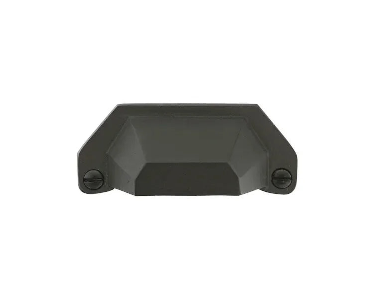 The Emtek Sandcast Bronze Bin Pull, 3" Center to Center in Flat Black Bronze Patina finish