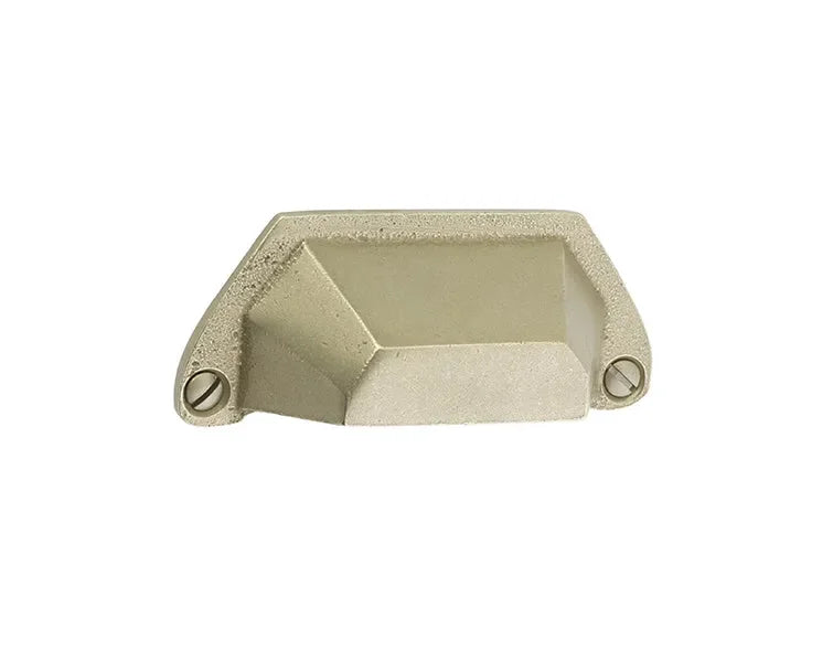 The Emtek Sandcast Bronze Bin Pull, 3" Center to Center in Tumbled White Bronze finish