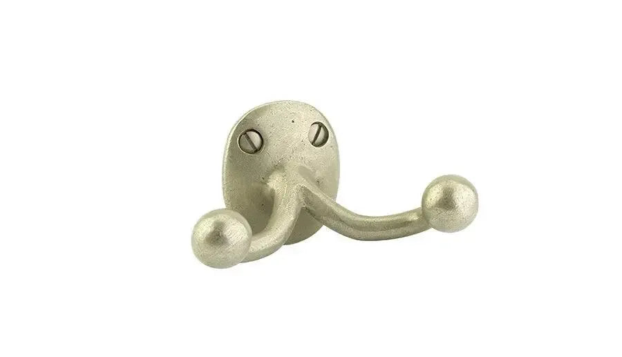 Emtek Sandcast Bronze Double Hook Tumbled White Bronze