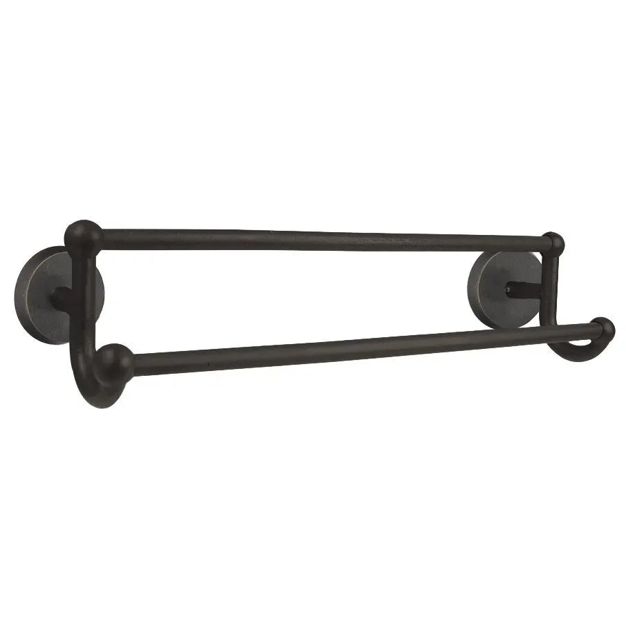 Emtek Sandcast Bronze Double Towel Bar (24" width) With #2 Rosette in Medium Bronze Patina finish