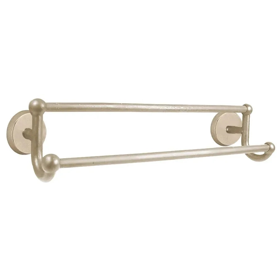 Emtek Sandcast Bronze Double Towel Bar (18" width) With #2 Rosette in Tumbled White Bronze finish