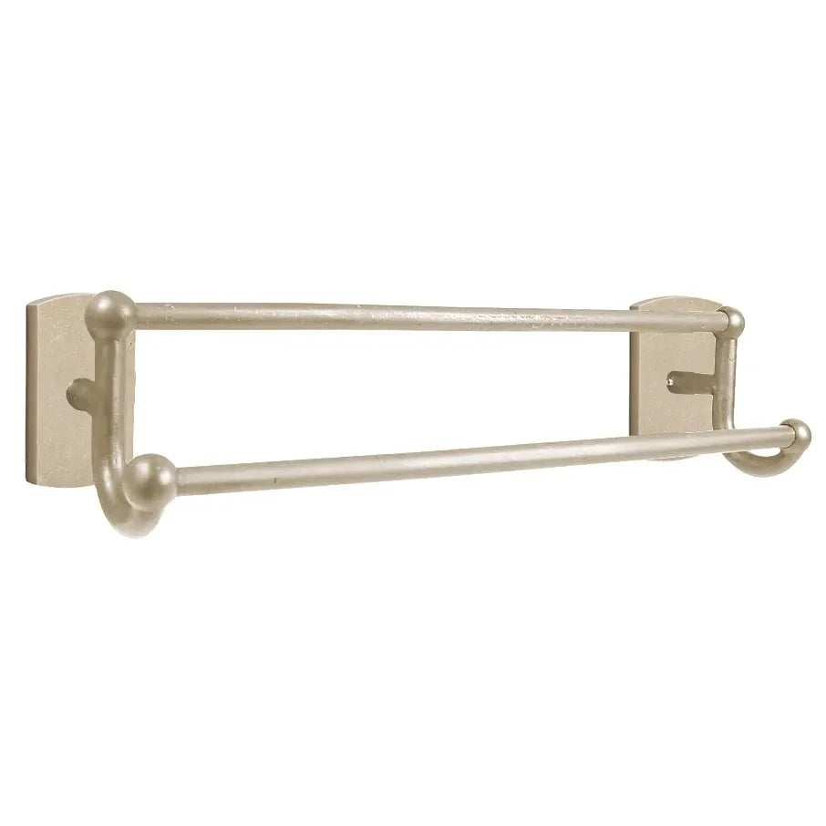 Emtek Sandcast Bronze Double Towel Bar (18" width) With #4 Rosette in Tumbled White Bronze finish