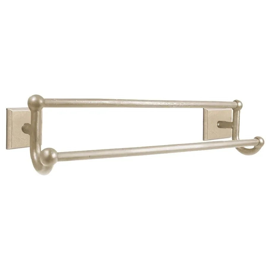Emtek Sandcast Bronze Double Towel Bar (18" width) With #6 Rosette in Tumbled White Bronze finish