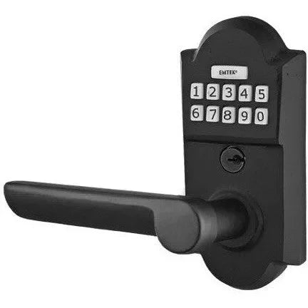 Emtek Sandcast Bronze Electronic Keypad Leverset with Aurora Lever in Flat Black Bronze Patina finish