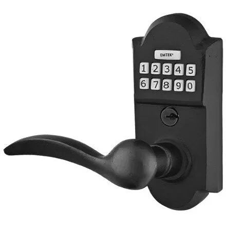 Emtek Sandcast Bronze Electronic Keypad Leverset with Durango Lever Flat Black Bronze Patina
