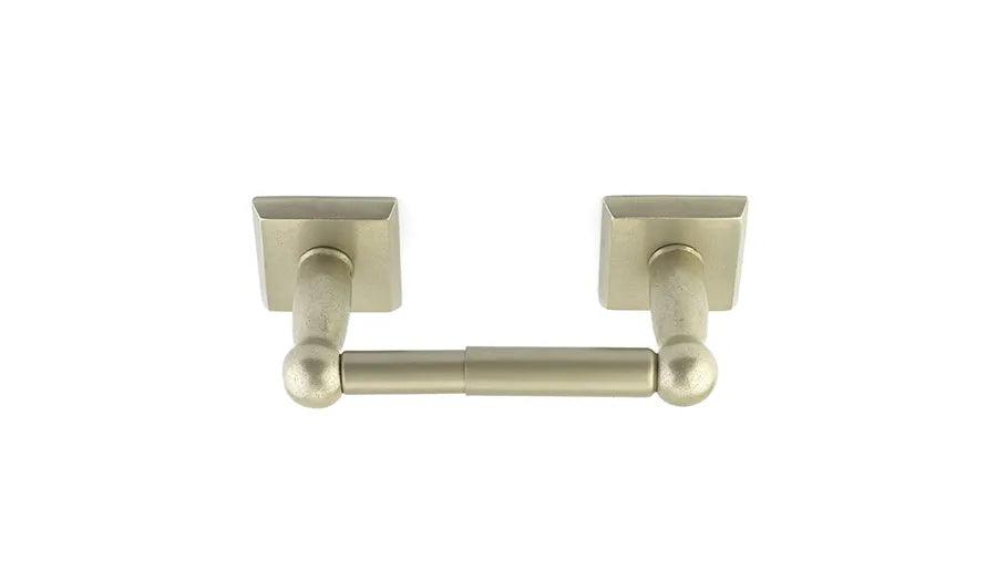 Emtek Sandcast Bronze Paper Holder - Spring Rod Style (3" Projection) With #2 Rosette in Tumbled White Bronze finish