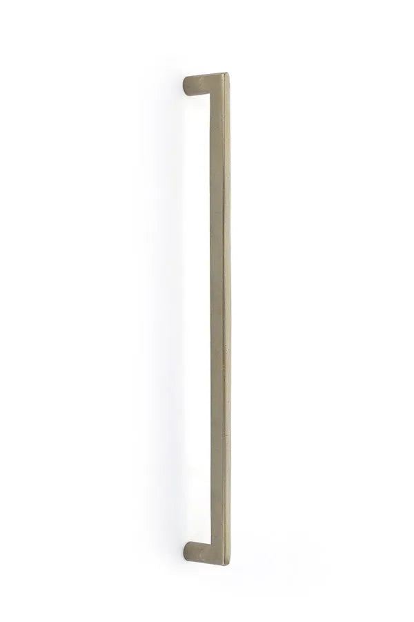 The Emtek Sandcast Bronze Rail Appliance Pull, 18" Center to Center in Tumbled White Bronze finish
