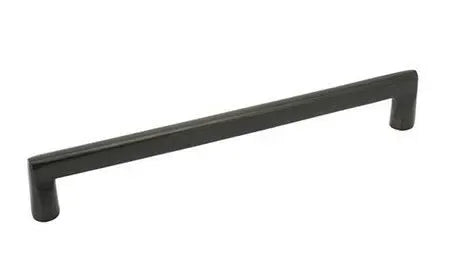 The Emtek Sandcast Bronze Rail Cabinet Pull, 6" Center to Center in Flat Black Bronze Patina finish