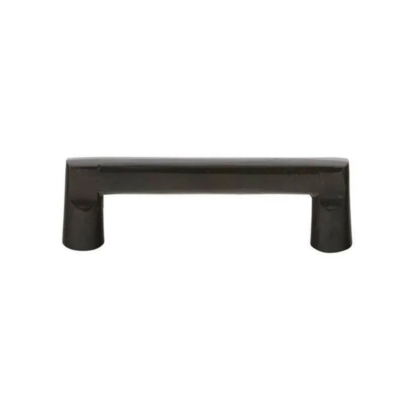 The Emtek Sandcast Bronze Rail Cabinet Pull, 3 1/2" Center to Center in Flat Black Bronze Patina finish