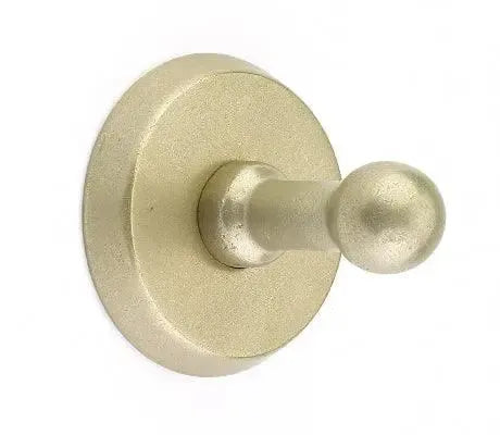 Emtek Sandcast Bronze Single Robe Hook with #2 Rosette Tumbled White Bronze