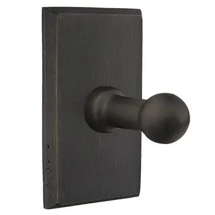 Emtek Sandcast Bronze Single Robe Hook with #3 Rosette Medium Bronze Patina