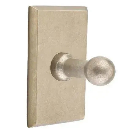 Emtek Sandcast Bronze Single Robe Hook with #3 Rosette Tumbled White Bronze