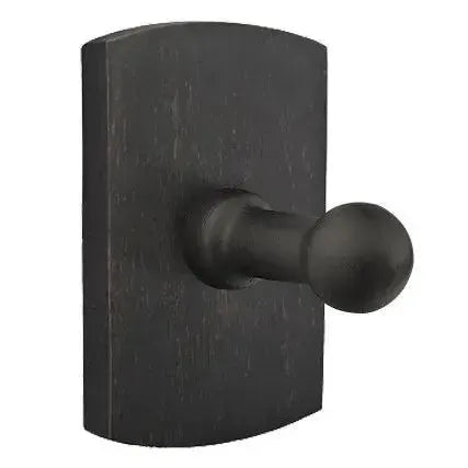 Emtek Sandcast Bronze Single Robe Hook with #4 Rosette Medium Bronze Patina
