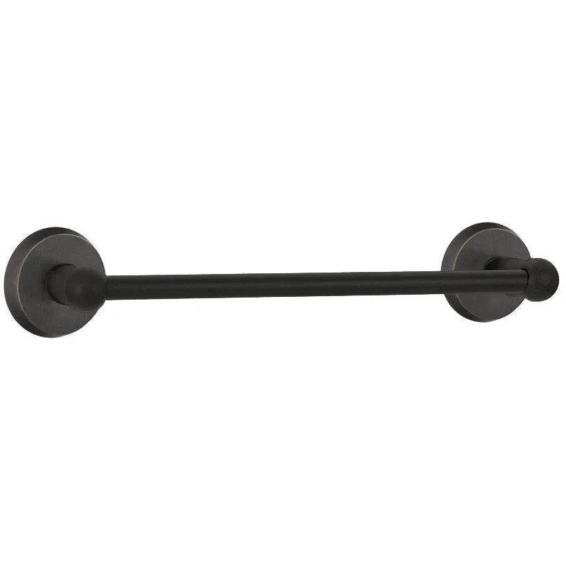 Emtek Sandcast Bronze Towel Bar (12" width) With #2 Rosette in Medium Bronze Patina finish