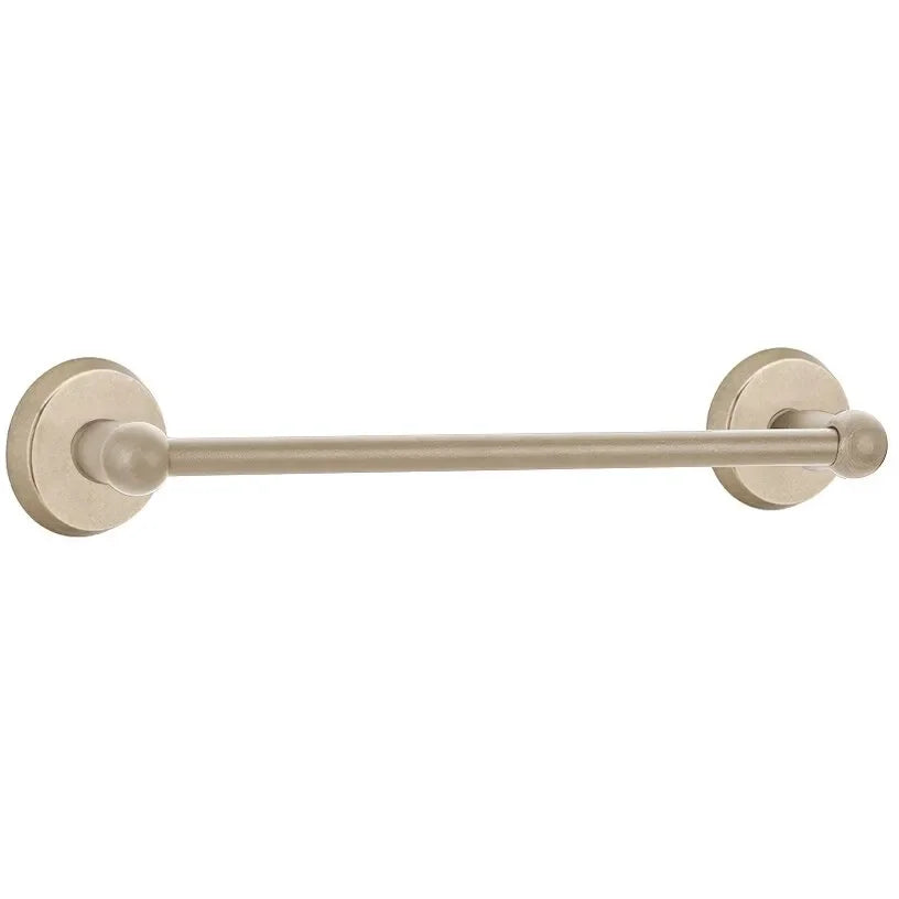 Emtek Sandcast Bronze Towel Bar (24" width) With #2 Rosette in Tumbled White Bronze finish