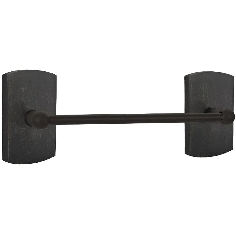 Emtek Sandcast Bronze Towel Bar with #4 Rosette 