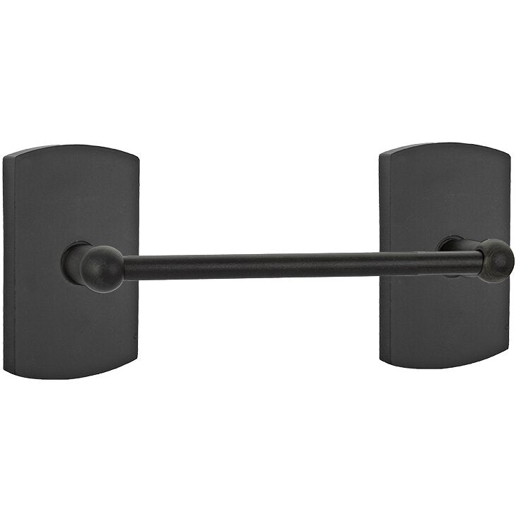 Emtek Sandcast Bronze Towel Bar with #4 Rosette Flat Black Bronze Patina