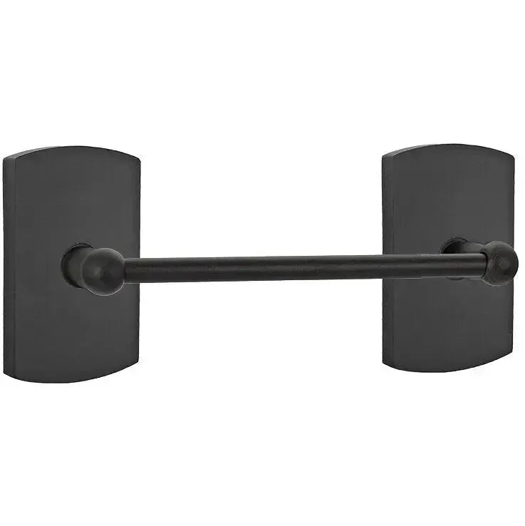 Emtek Sandcast Bronze Towel Bar with #4 Rosette in Flat Black Bronze Patina finish