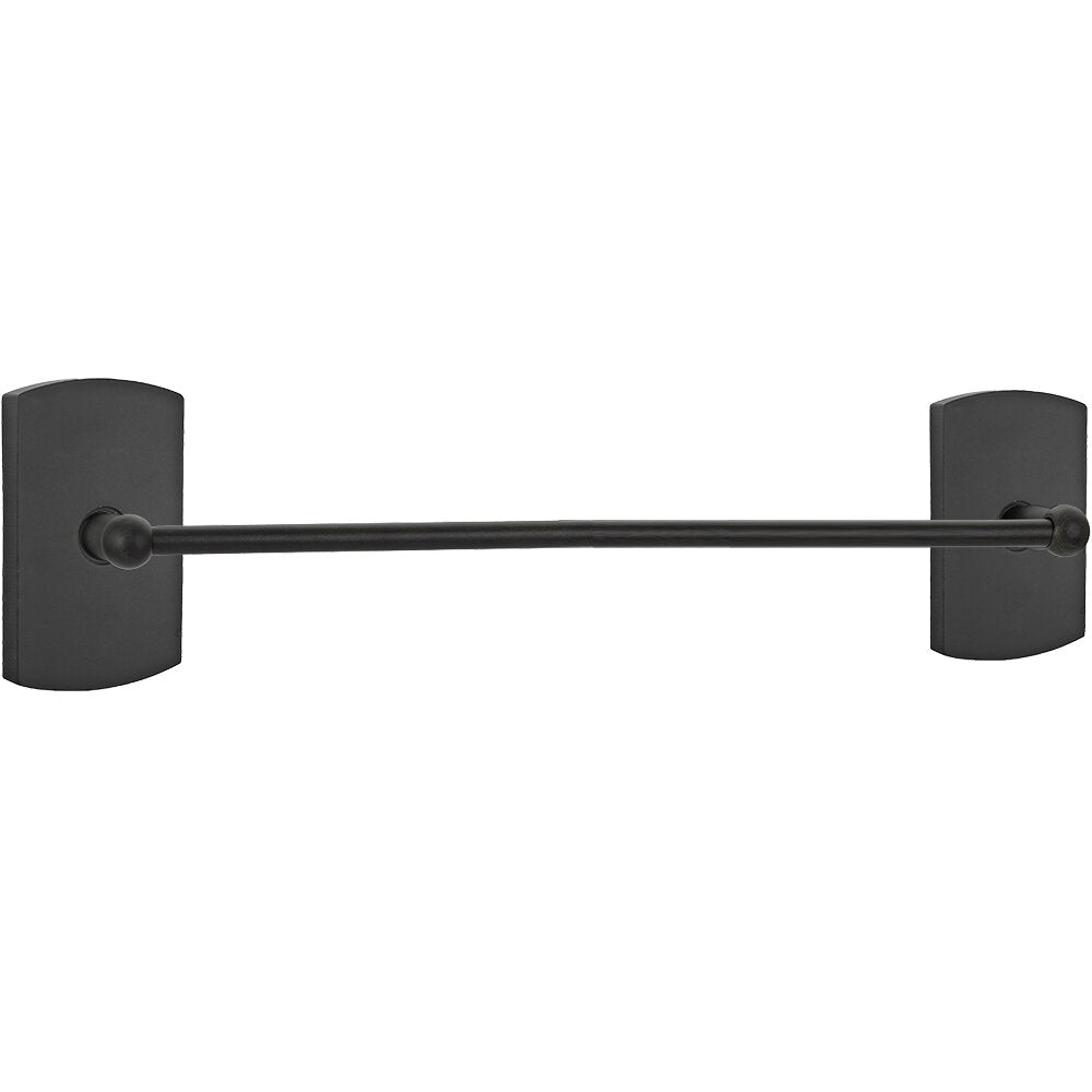 Emtek Sandcast Bronze Towel Bar with #4 Rosette Flat Black Bronze Patina