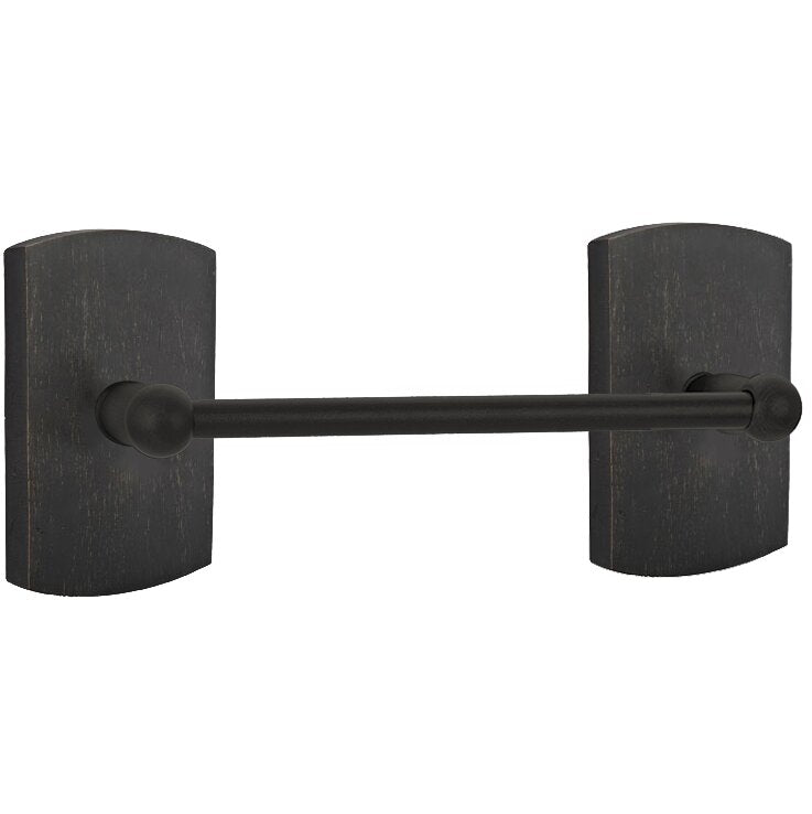 Emtek Sandcast Bronze Towel Bar with #4 Rosette Medium Bronze Patina
