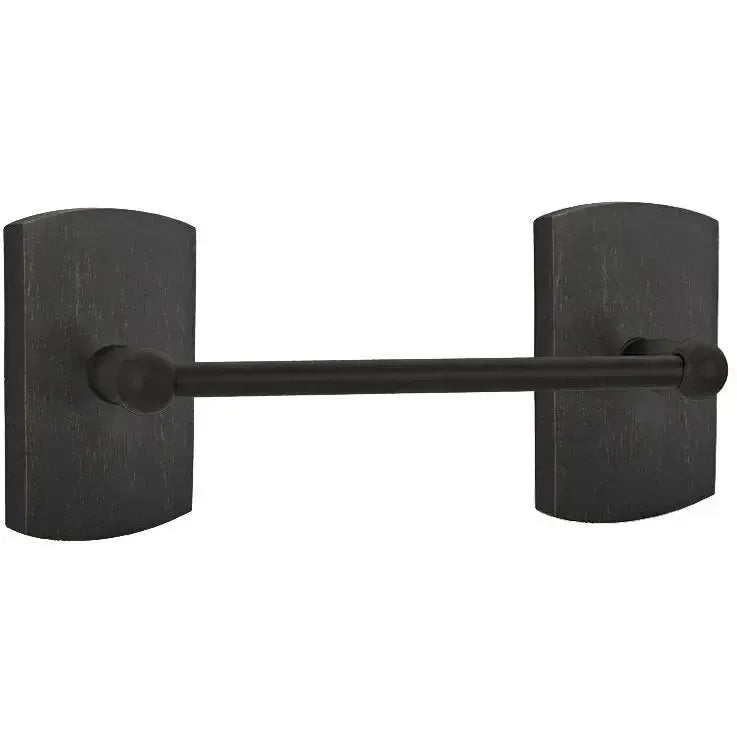 Emtek Sandcast Bronze Towel Bar with #4 Rosette in Medium Bronze Patina finish