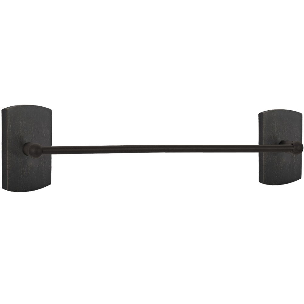 Emtek Sandcast Bronze Towel Bar with #4 Rosette Medium Bronze Patina