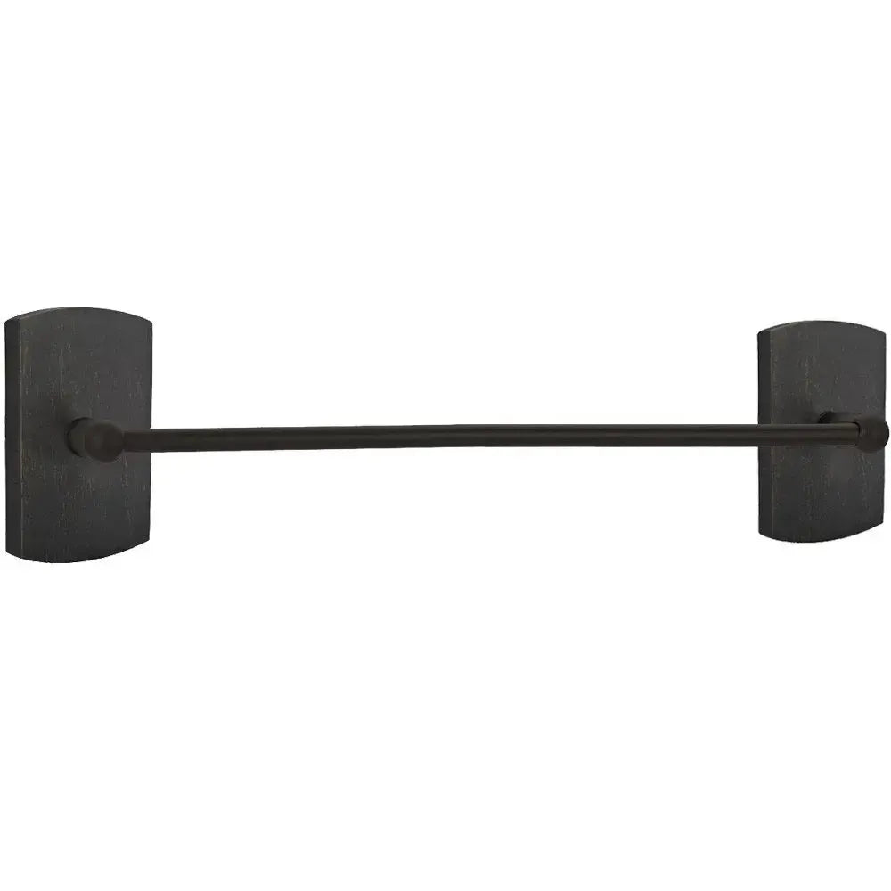 Emtek Sandcast Bronze Towel Bar with #4 Rosette in Medium Bronze Patina finish