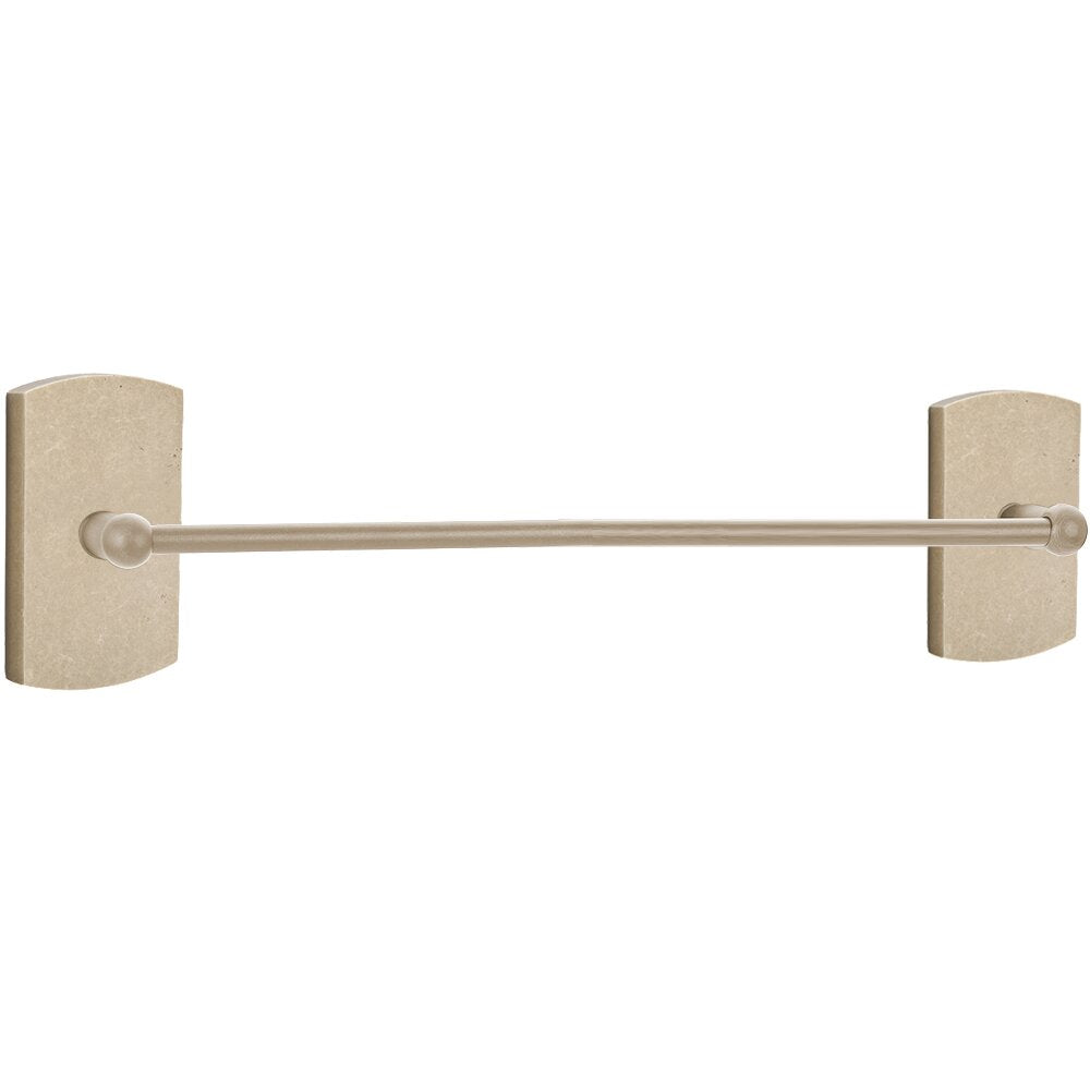 Emtek Sandcast Bronze Towel Bar with #4 Rosette Tumbled White Bronze