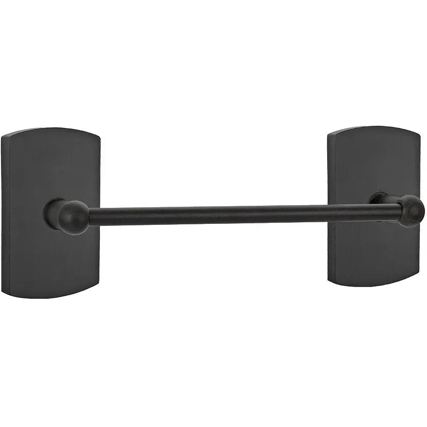 Emtek Sandcast Bronze Towel Bar (12" width) With #4 Rosette in Flat Black Bronze Patina finish