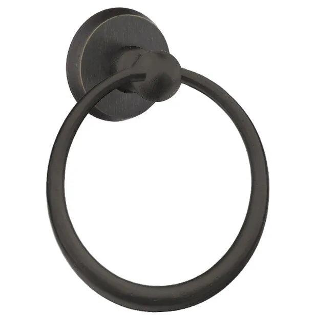 Emtek Sandcast Bronze Towel Ring (6 1/2" Diameter) With #2 Rosette in Medium Bronze Patina finish