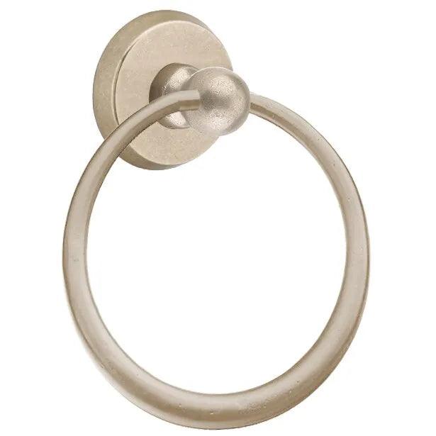 Emtek Sandcast Bronze Towel Ring (6 1/2" Diameter) With #2 Rosette in Tumbled White Bronze finish