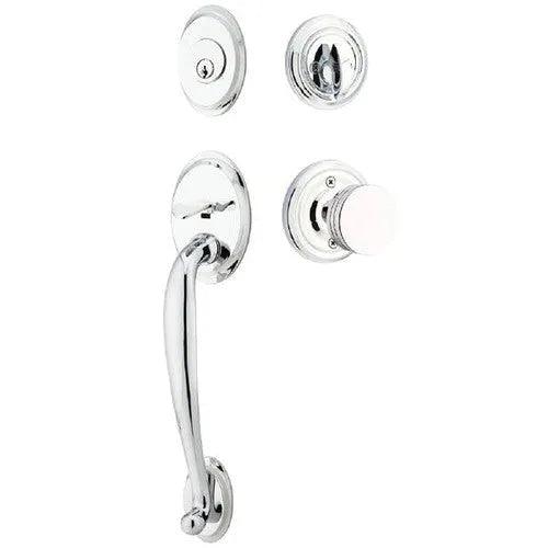 Emtek Saratoga Tubular Entrance Handleset With Bern Knob in Polished Chrome finish