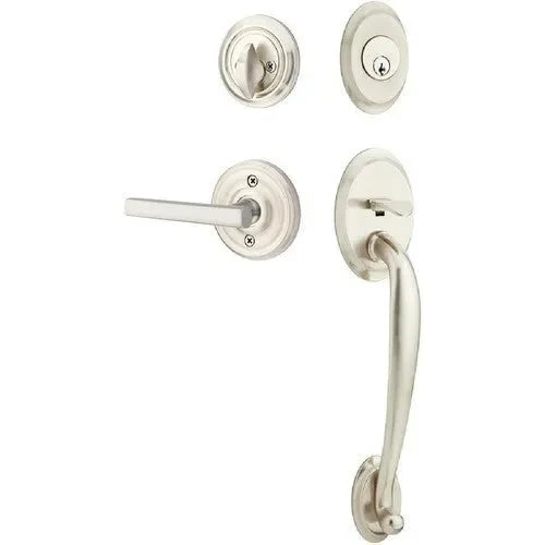 EmtekEmtek Saratoga Tubular Entrance Handleset With Freestone Lever in 