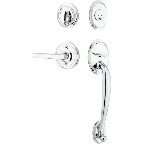 EmtekEmtek Saratoga Tubular Entrance Handleset With Freestone Lever in 