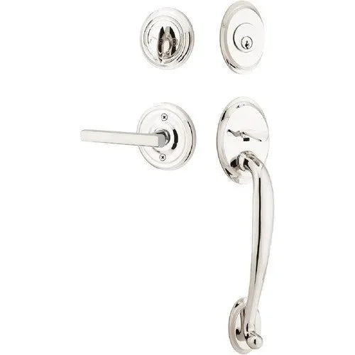 EmtekEmtek Saratoga Tubular Entrance Handleset With Freestone Lever in 