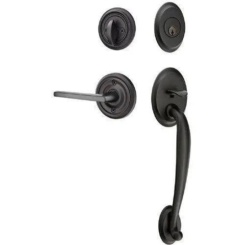 Emtek Saratoga Tubular Entrance Handleset With Helios Lever Flat Black